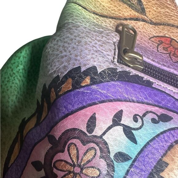 Anuschka Hand Painted Jaipur Paisley Triple Compartment Satchel - Picture 10 of 16